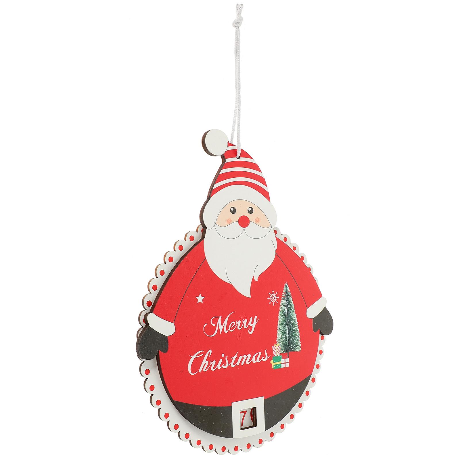 Wooden Christmas Hanging Pendant Advent Calendar Xmas Tree Door Wall Countdown Decoration Christmas Hanging Advent Calendar other