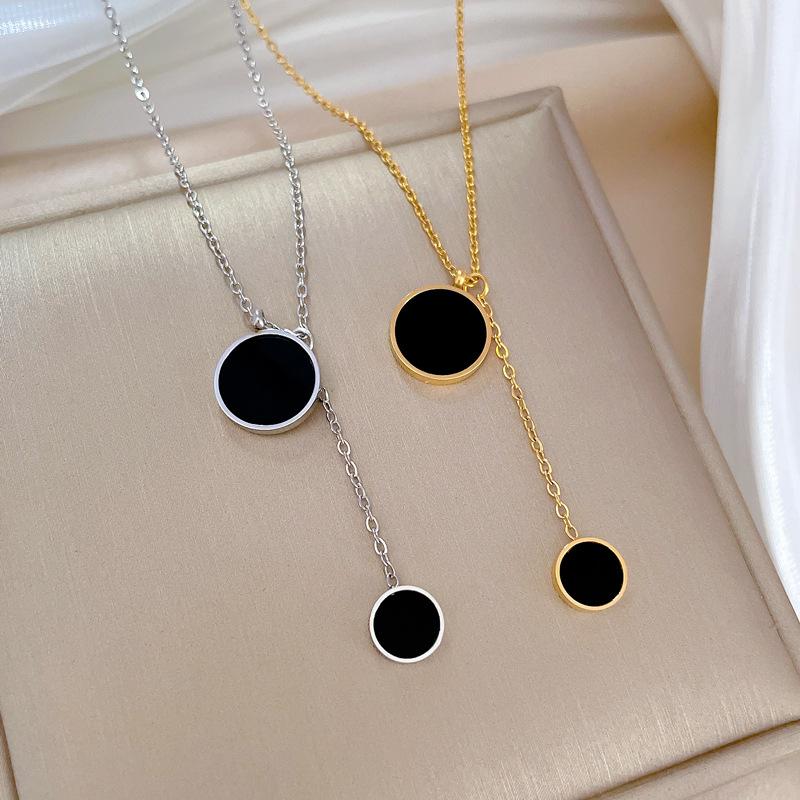 316L Stainless Steel circular pendant Necklace Women's girls new trend non-fading choker  wholesale