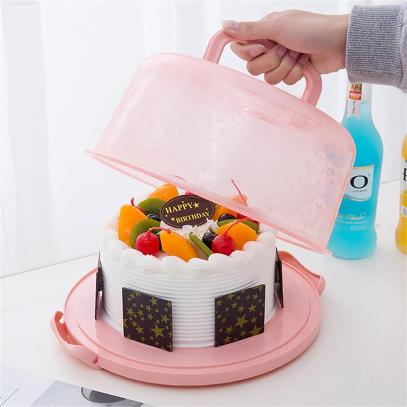 Transparent Portable Cake Box Clear Container Food Fresh-Keeping Box Handle Plastic Storage Holder Carrier Cake Packing Box