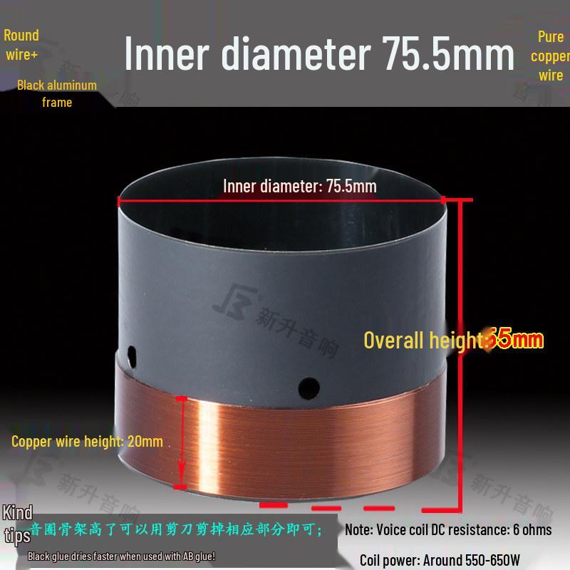 Bass Voice Coil Repair Kit: Round Wire 65.5/75.5/99.5mm, 100 Core, 12/15 Inch Speaker Parts