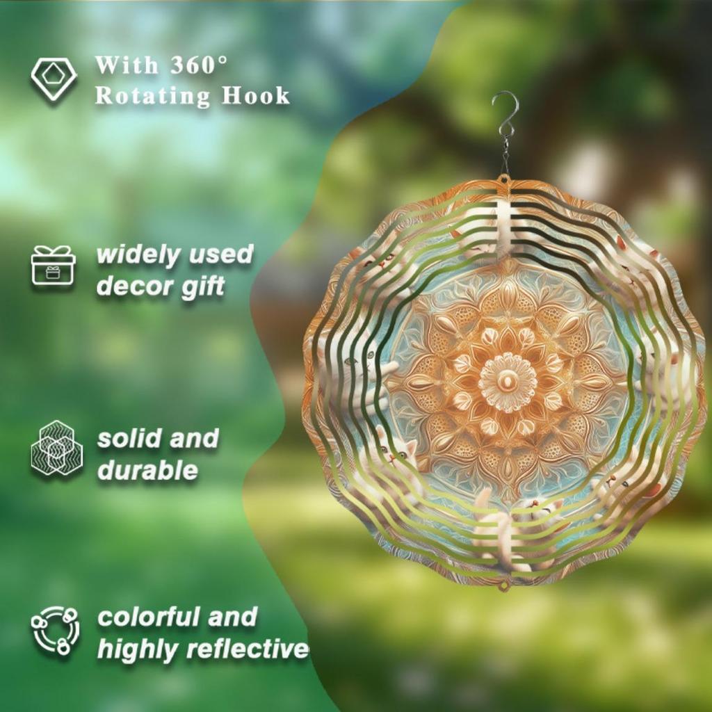 360 Degree Hook Metal Wind Chime 25.4cm Spiritual Design for All Seasons Perfect Gift for Friends Family Garden Patio Decor No Electricity Needed