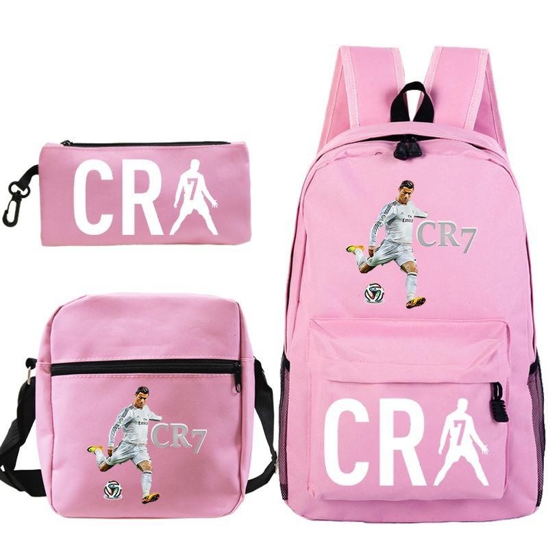 C Ronaldo student bag + small shoulder bag + pencil case three-piece backpack