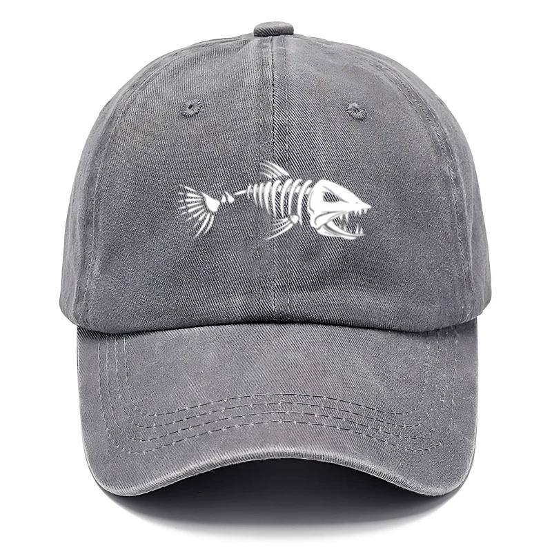 Customize Fish Bone Print Vintage Washed Cotton Baseball Cap Adjustable Distressed Unisex Trucker Hat for Men Women Outdoor Hats