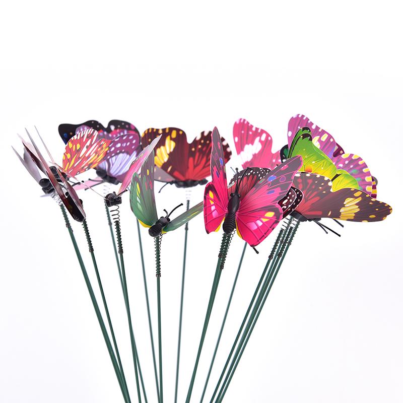 15Pcs/Lot Artificial Simulation Butterfly Stakes Garden Outdoor Decorations