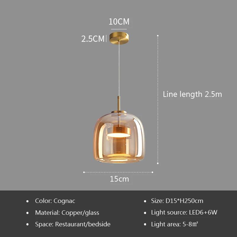 Glass Pendant Light Light Luxury Pendant Lamp Deco Led Hanging Light Fixtures Bedroom Modern Luminaire Suspension Lamp