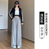 Black Sweatpants for Girls In Junior High School, New Autumn Wide-leg Pants, Loose High-waisted and Thin Casual Banana Sweatpants