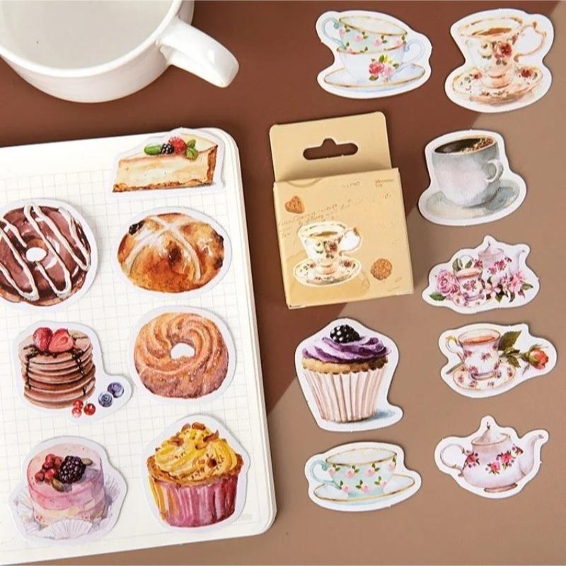 46Pcs Afternoon Tea Sticker Books Scrapbooking DIY Note Paper Sticker Flakes Stationary Office Accessories Art Supplies