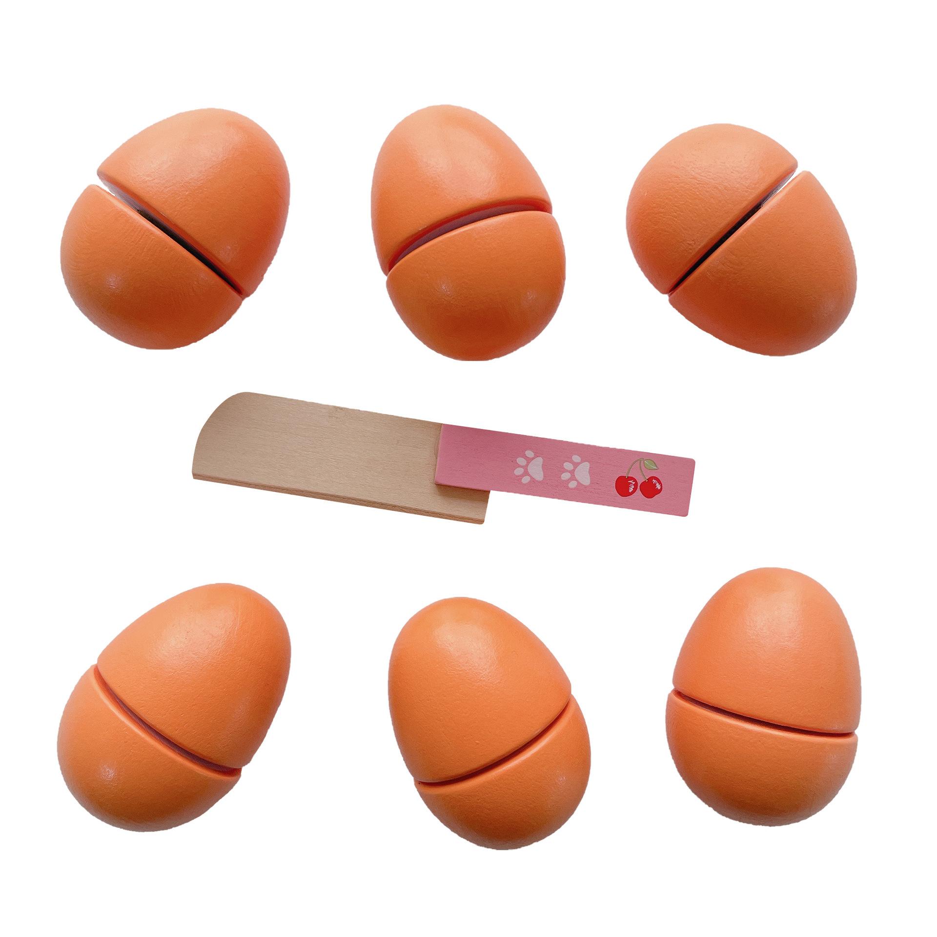 

Children s simulated wooden eggs Duck egg set Cutting music set Play house tableware Kitchen toys