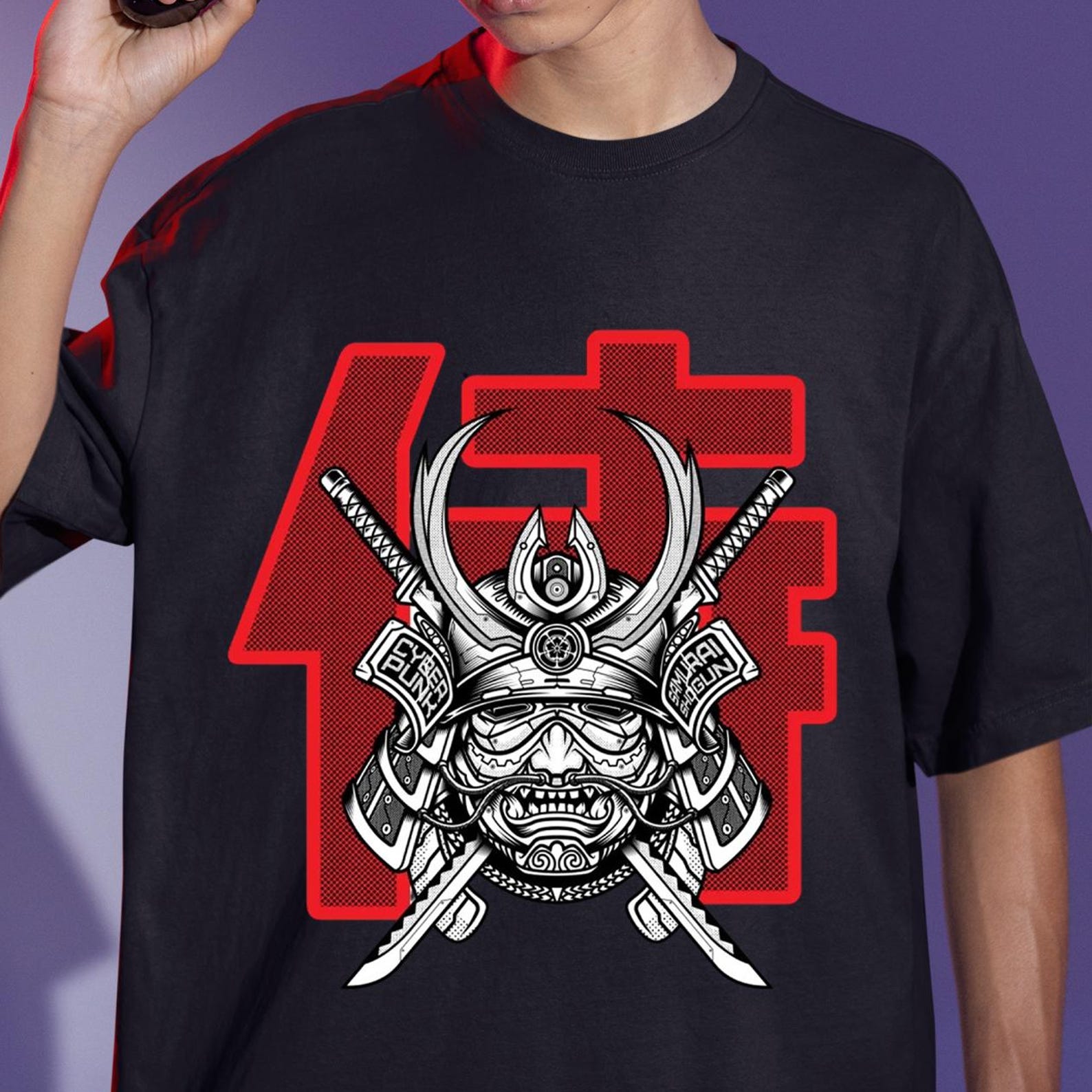 Samurai Anime Graphic Tee, Japanese Manga Shirt M
