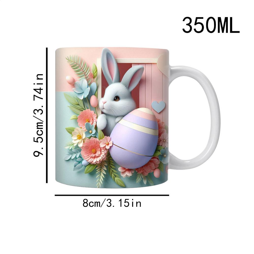 Easter Coffee Mugs Ceramic Leakproof Spring Drinkware Easter Mug Bunny Water Cup for Home Bedroom Living Room Kitchen Dining
