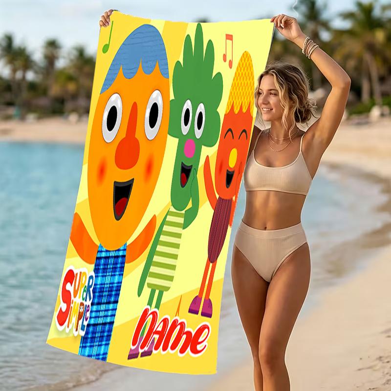 Customizable Personalized Beach Towels Super Simple Songs Themed designs.Suitable for the Beach, Yoga, Sports;ideal As Beach Accessories