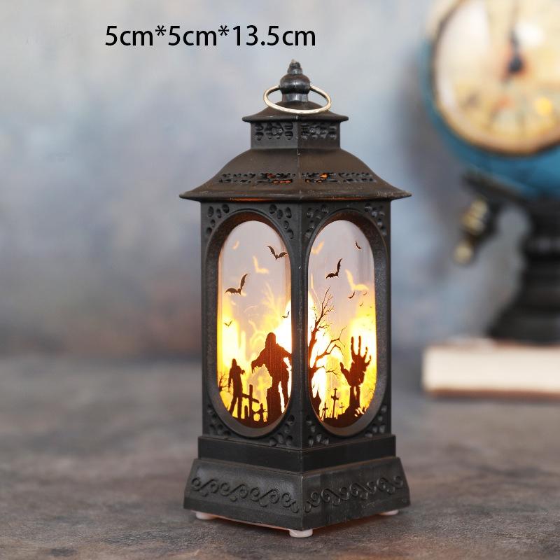Halloween LED Flame Flickering Oil Lamp Battery Operated Spooky Decor Haunted House Prop Tabletop Centerpiece for Bar Party