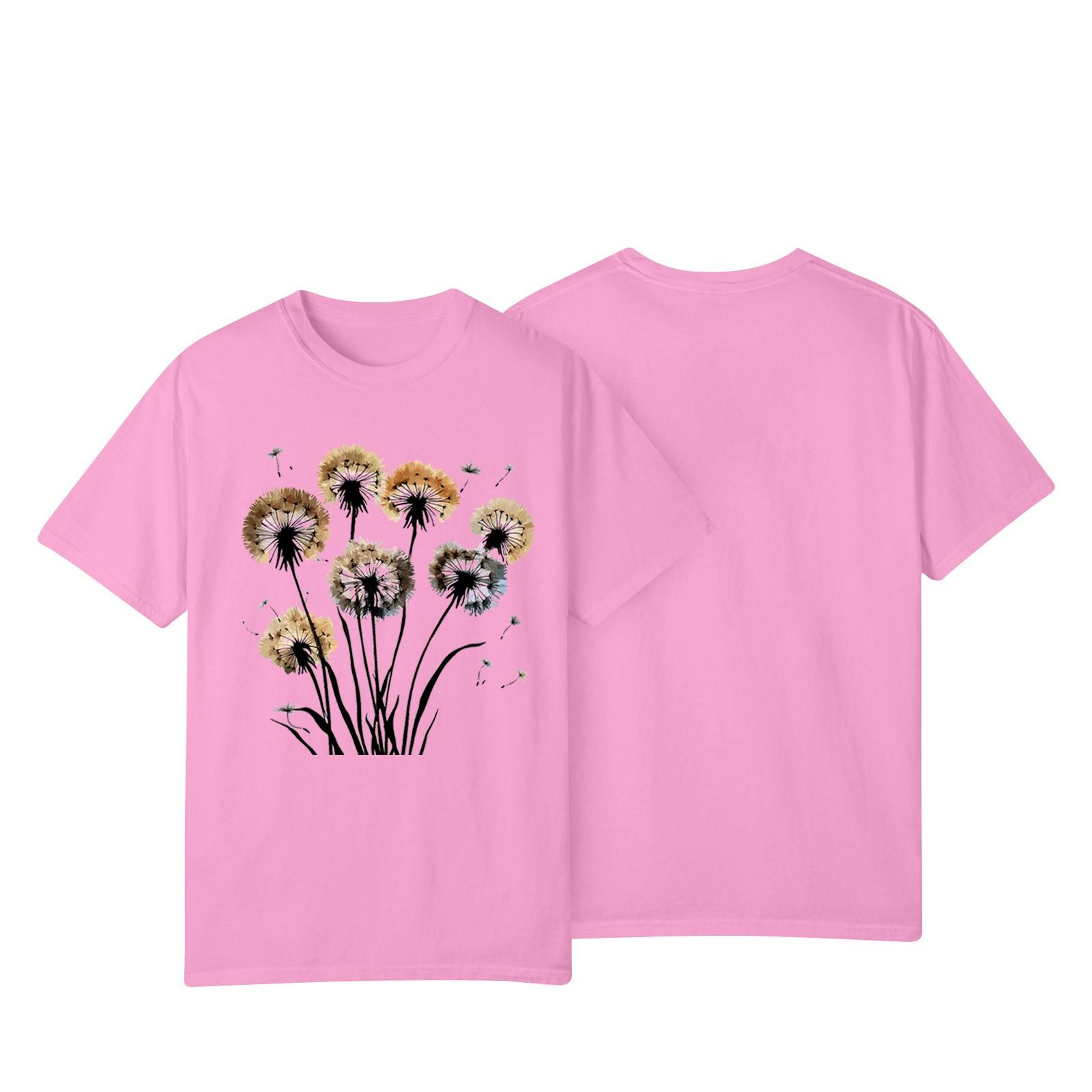 

Женская повседневная футболка с принтом подсолнухов Street Slim Fit с коротким рукавом S розовый