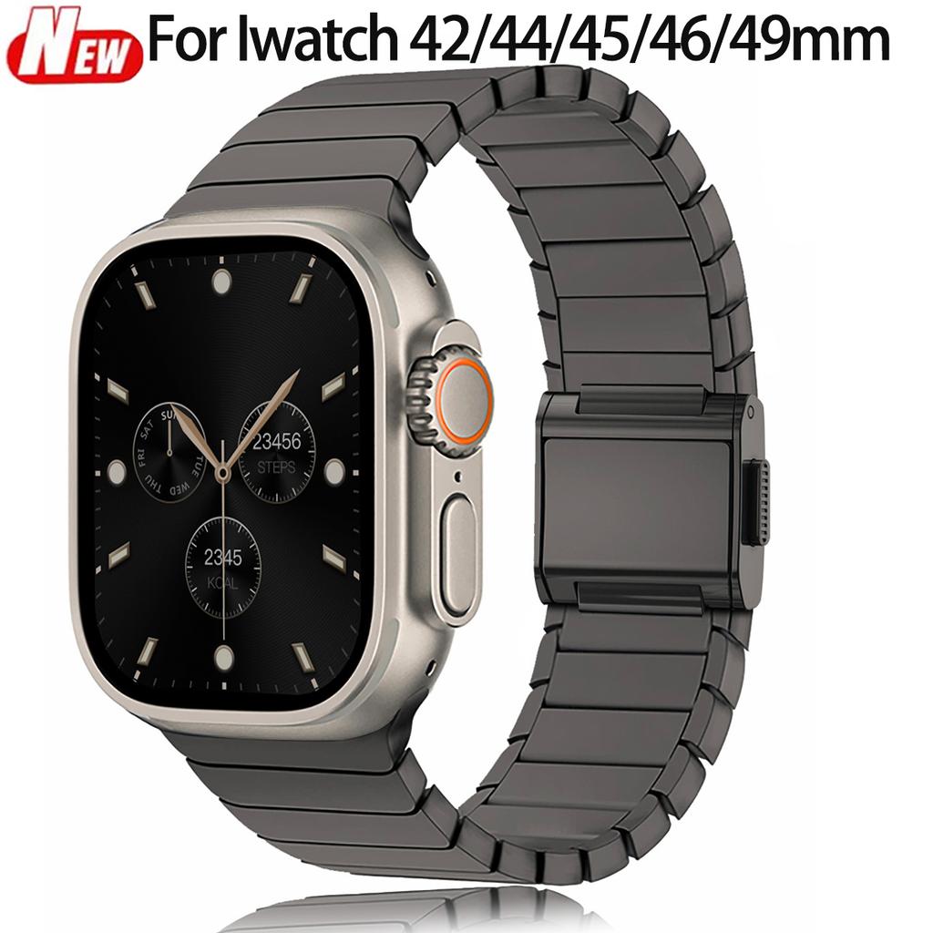 For Iwatch Ultra 3/2 49mm 44 42 45 46mm Magnetic Titanium/Stainless Steel Strap For Apple Watch Series 11 10 9 8 7 6 5 4 SE3