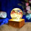 Dandelion Preserved Flower Night Light - Wooden Crystal Ball for Christmas & Birthday Gifts