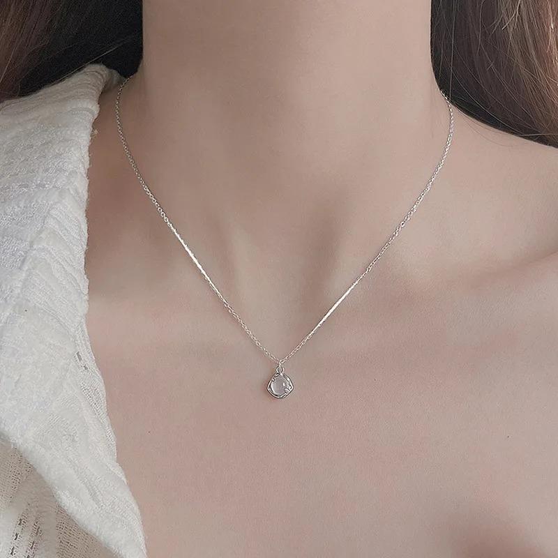 925 Silver Necklace Cute Five Pointed Star Smile Dimple Pendant for Women Girl Jewelry Gift
