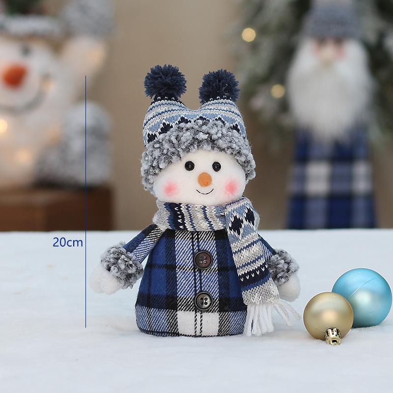 Christmas Fabric Plush Toy Cute Skiing Rocking Snowman Decorative Ornament Holiday Gift New Arrival Blue