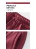 Women's 2025 Purple Fleece-Lined Cotton Zipper Harem Ankle-Tie Pants with Letter Embroidery