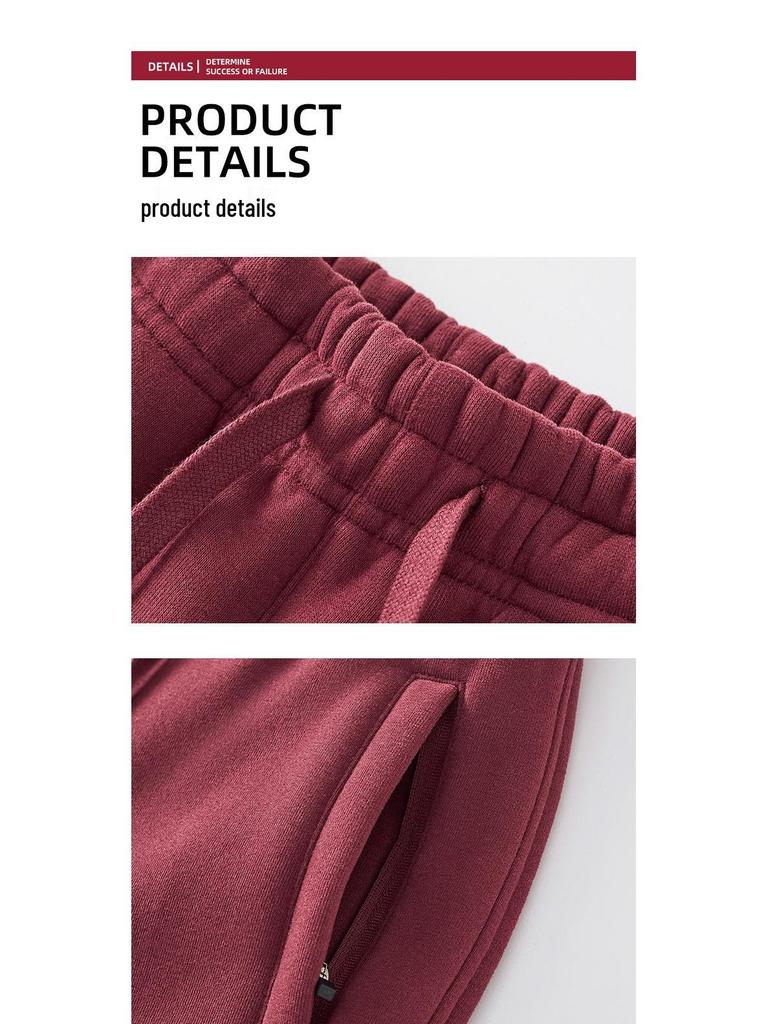 Women's 2025 Purple Fleece-Lined Cotton Zipper Harem Ankle-Tie Pants with Letter Embroidery