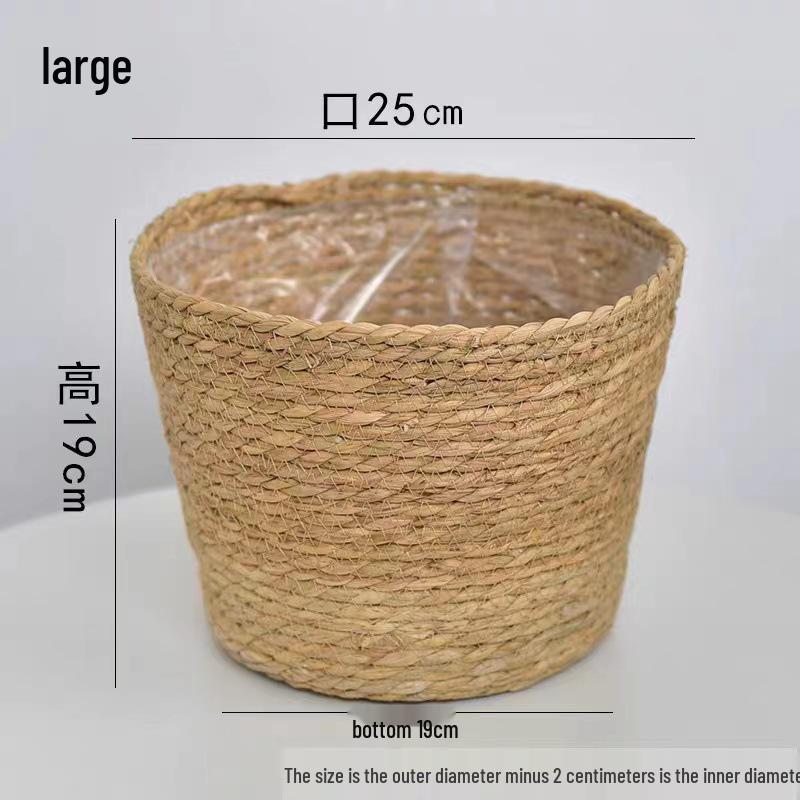 Nordic Rattan Jute Flower Basket - Indoor Tabletop Handmade Decorative Pot