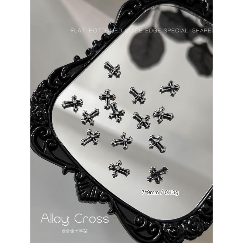 Halloween Cross Nail Charms Y2K Punk Style Rhinestone Alloy Decorations Art