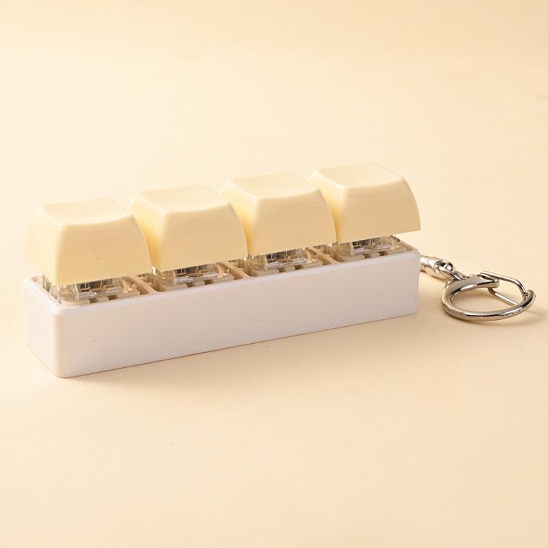 4 Keys Button Keycap Stress Relief Adult Fidget Toy Keychain 4 Keys Keyboard Fidget Gadgets Toys Diy Keyboard Keychain Toys