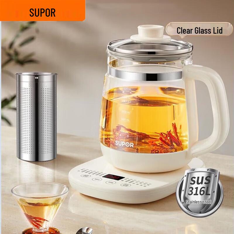 SUPOR 1.5L Smart Glass Multi-functional Health Kettle CN plug (adapter included)