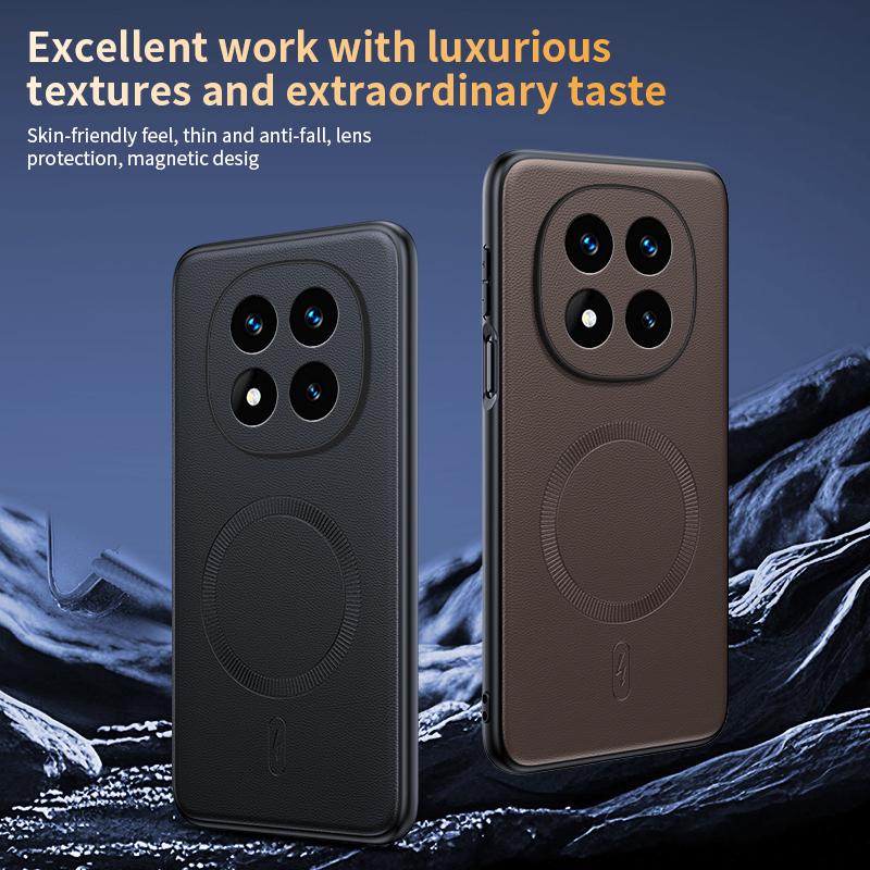 For Redmi Note 14 Pro Plus Case Magnetic Leather Shield Cover High Quality Anti-Fingerprint Non-Slip PC+TPU