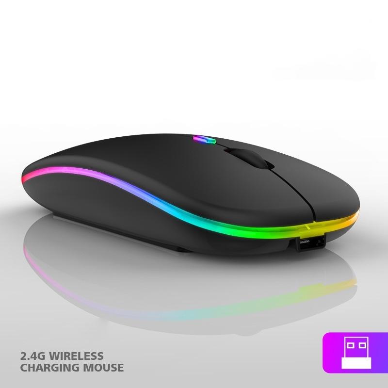 Rechargeable Bluetooth Wireless Mouse with 2.4GHz USB RGB 1600DPI Mouse for Computer Laptop Tablet PC Macbook Gaming Mouse Gamer
