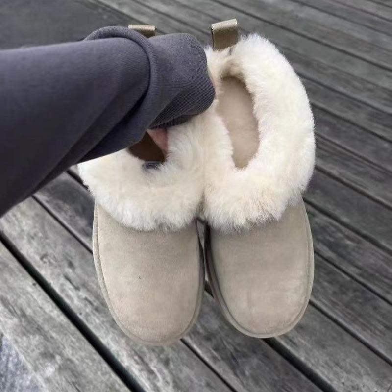 Fashion Sleeve Snow Boots Winter New Round Toe Suede Platform Plush Warm Non-Slip Naked Boots