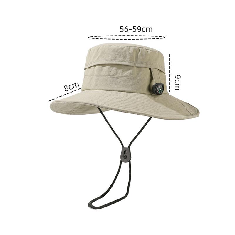 Summer Outdoor Mountaineering with Compass Fisherman Hat Waterproof Quick-Drying Foldable Men's Sunshade Sunscreen Hat