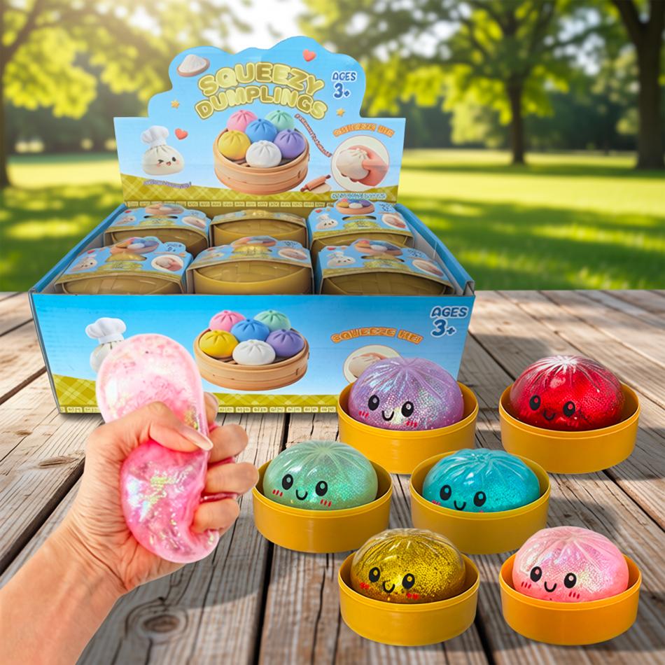 Glitter Dumpling Squishies with Box Sensory Squeeze Soft Pinch Stress Relief Ball Gift
