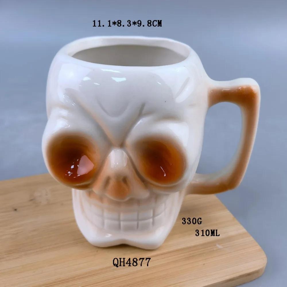 Creative Skull Ceramic Mug Halloween Beer Mugs 3D Stereoscopic Alien Milk Mug Human Skull Novelty Magic Coffee Mugs