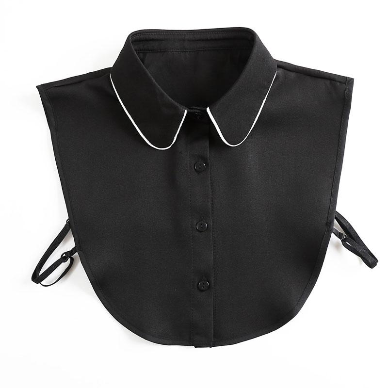 Perfect Match Women'S Fake Collar Chiffon Detachable Dickey Collar Half Shirts Blouse Black Edge Faux False Collar For Women