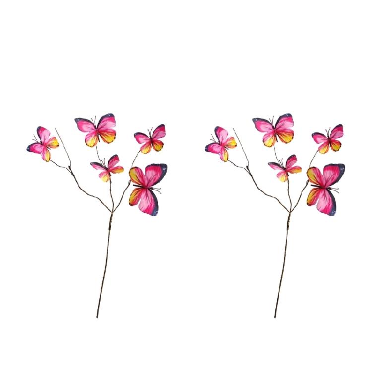 2pcs Faux Dried Branch Decoration Silk Butterfly Blooms Indoor Party Supplies Flower Displays Set Safe to Child