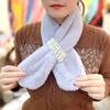 Autumn And Winter New Plush Imitation Rabbit Hair Pearl Buttons Fur Scarve Solid Colour Versatile Scarve Fashion Women's Scarve