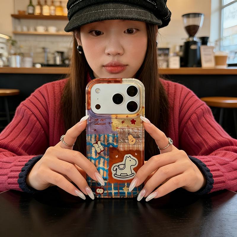

Cartoon Horse Patchwork Phone Case for 16/17 Pro/Promax and 17Air - Year of the Horse Edition iPhone X