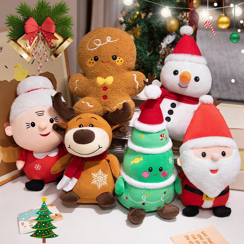 23cm Christmas Tree Doll Gingerbread Man Snow Man Soft Plush Toy Deer Stuffed Animal Props For Holiday Decoration