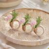 Boho Dining Accessories Artificial Rosemary Napkin Rings Farmhouse Wooden Napkin Holders Rustic Faux Flower Rings for Wedding