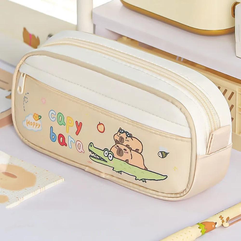 Large Capacity Capybara Stationery Bag Pencil Case Cartoon Pencil Bag  School