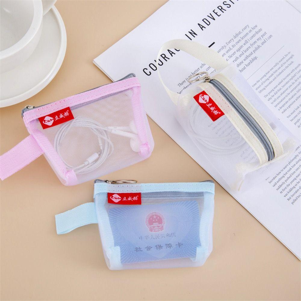 Change Storage Bag Clear Mesh Bag Lipstick Cosmetic Bag Retro Color Card Bag Mini Coin Purse  Girl