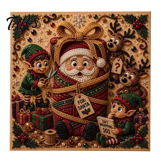 Faux Pearl Painting Kits for Kids Christmas Art Kit, DIY Rhinestone 8" x 8", Cartoon 3D Picture Creation Snowman Animal Diamond Craft Kit Adults,