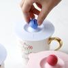 Food Grade Silicone Cup Lid Spoon Rest Household Sealed Leak-Proof Tea Coffee Mug Cup Cover Cute Drinking Accessories