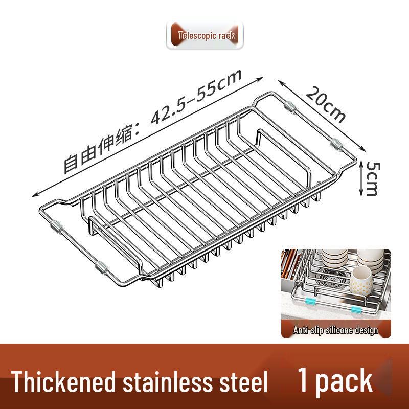 Retractable Stainless Steel Chopsticks Draining Basket & Sink Storage Rack for Kitchen & Fish Tank.