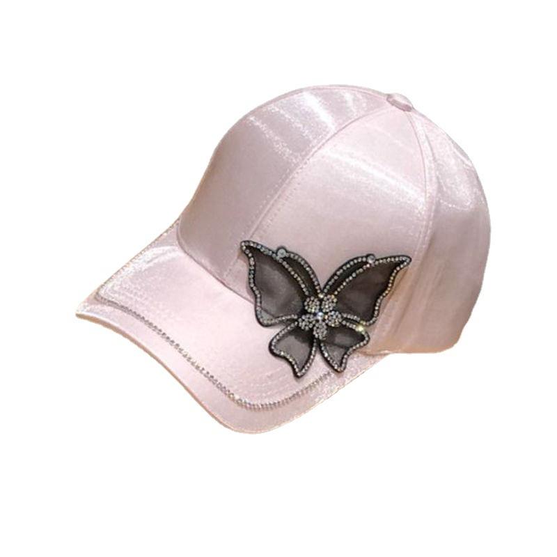 Spring and summer women's lace butterfly rhinestone baseball cap fashion mercerized cap versatile sun hat tide