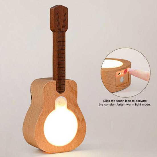 Guitar Shape Night Light Wireless Motion Sensor Rechargeable LED Light with Multi-Color Modes Ambient Mood Lighting Portable Wall Sconce