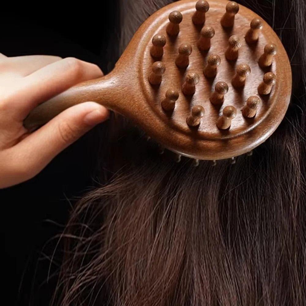 Comfortable Handle Air Cushion Hairbrush Anti-Static Sandalwood Scalp Massager  Barber Accessories