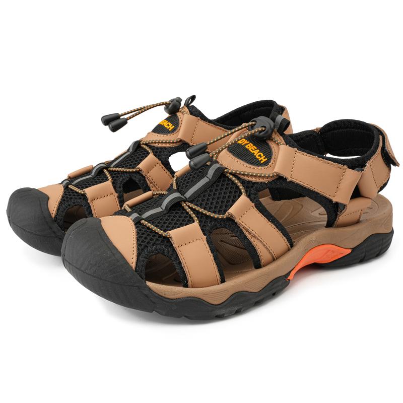 Summer Men's Outdoor  Leather Large Size Toe Sandals Summer Casual Men's Fashion Outdoor Non-Slip Beach Sandals