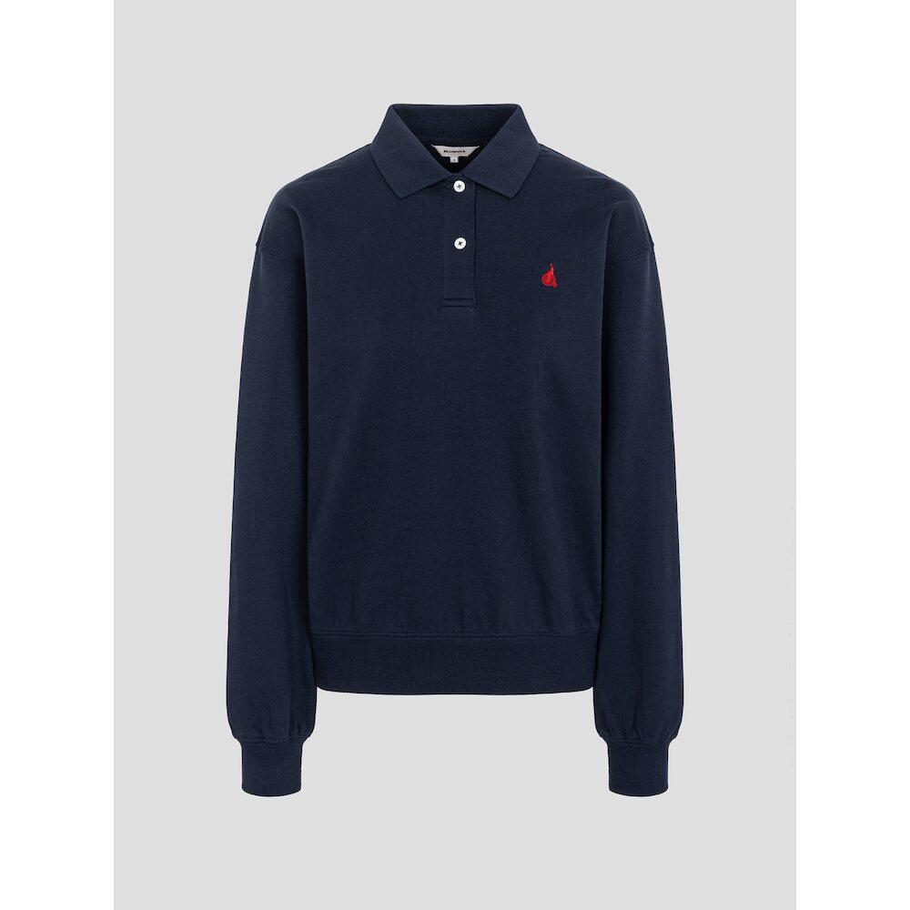 Binpolleidiseu Cotton Blend Long Sleeve Polo Shirt Navy (Bf5841C01R)