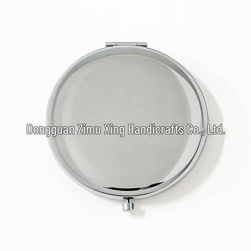 Engraved Double-Sided Portable Makeup Mirror - Metal Folding Design